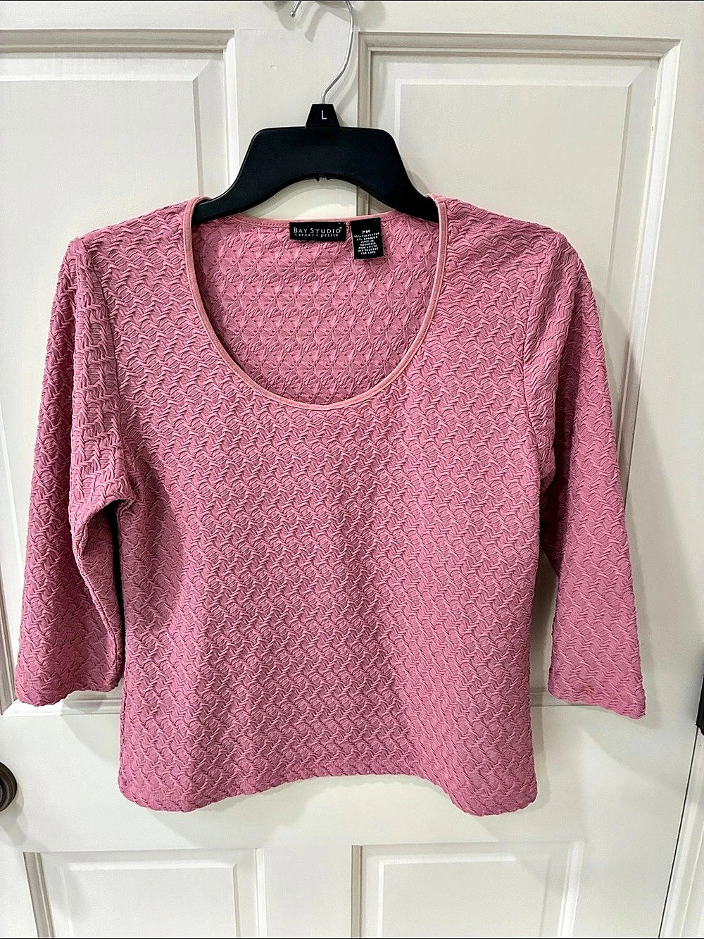 Bay Studio Textured Long Sleeve Top in Pink Size Medium